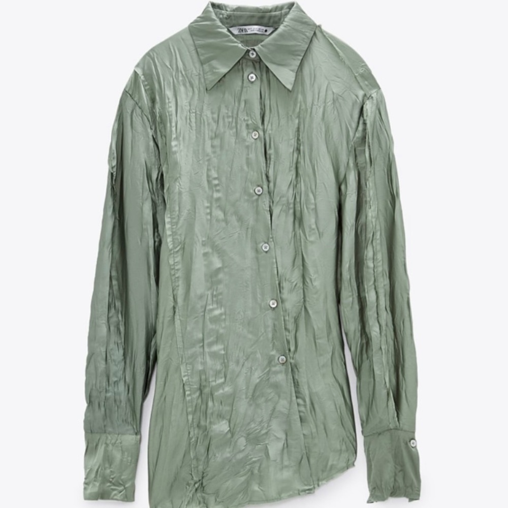 ZARA wrinkled satin effect shirt